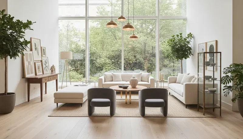 Curated showroom interior with refined furniture collections