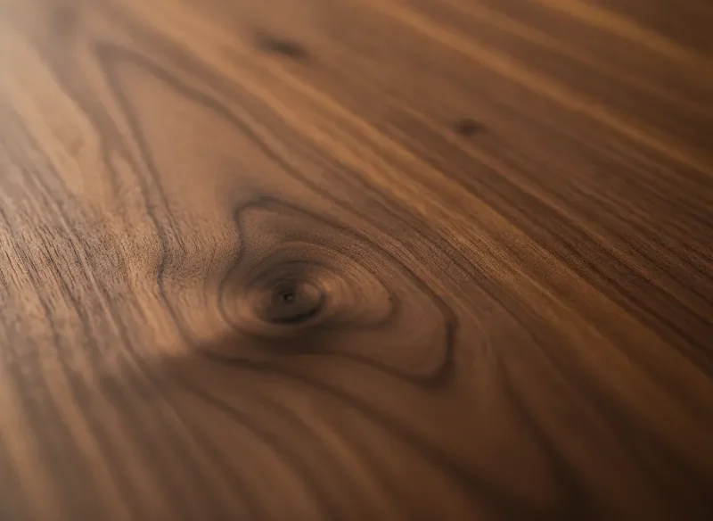 Close-up of walnut wood grain showing rich natural texture